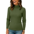thumbnail image 4 of Nokdvo Sweaters Womens Fashion Knit Mockneck Long Sleeve Solid Color Sweaters Fall Winter Casual Loose Ribbed Pullover Top,Army Green 2XL, 4 of 4