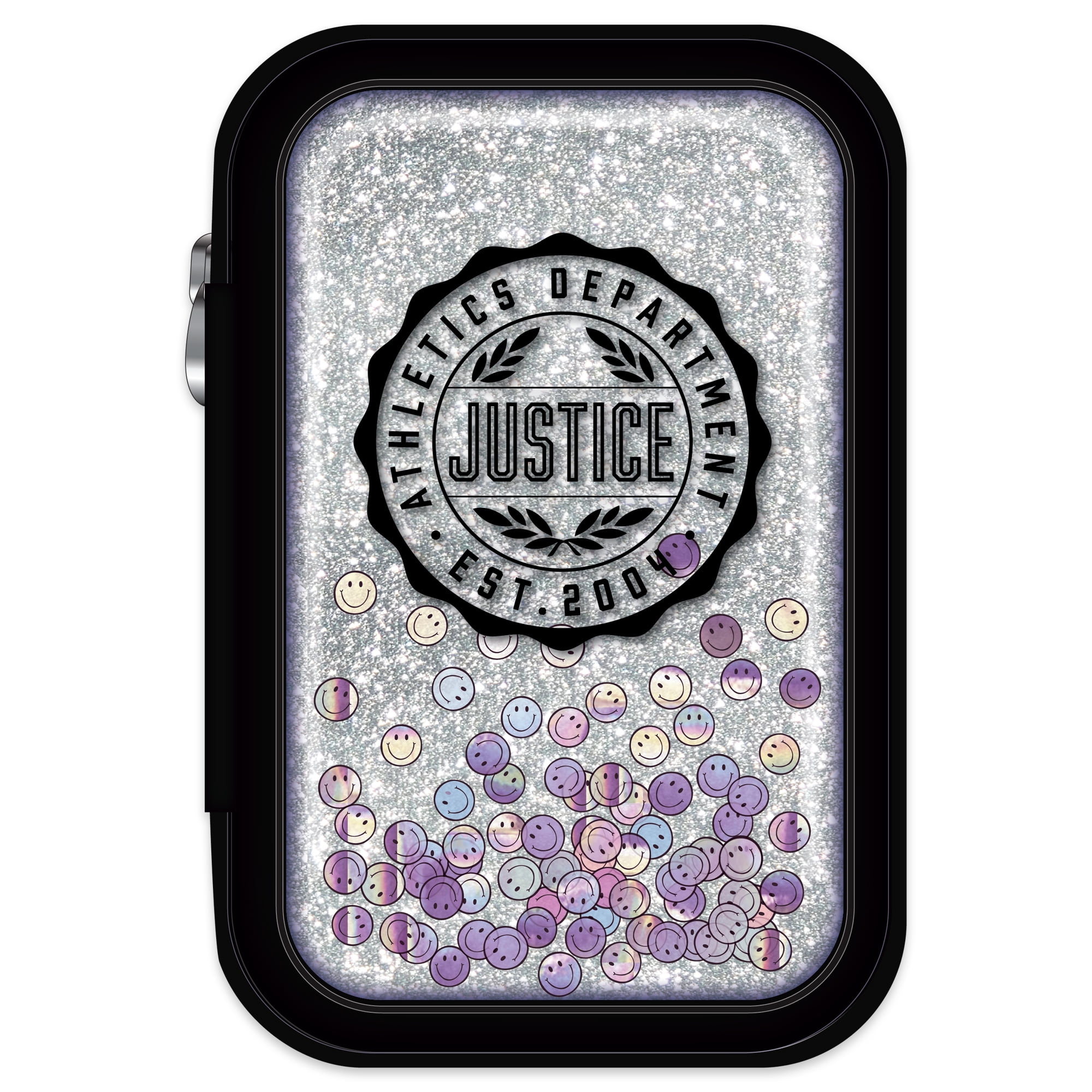 Justice Collegiate Metallics Pencil Case with Glitter and Confetti Accents