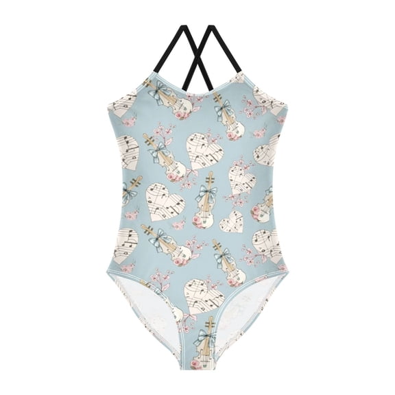 BZSMCE One-Piece Swimsuit with Crisscross StrapsFloral Teddy Tapestry Pattern