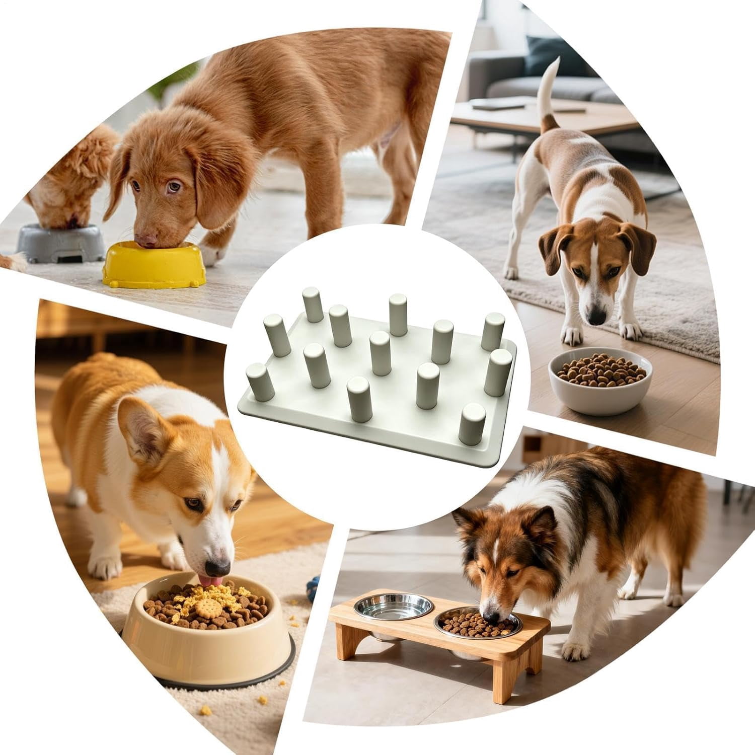 Slow Feeder Bowl Insert, 13-Pillar Anti-Choke Silicone, for Automatic Pet Feeder, Cats Dogs