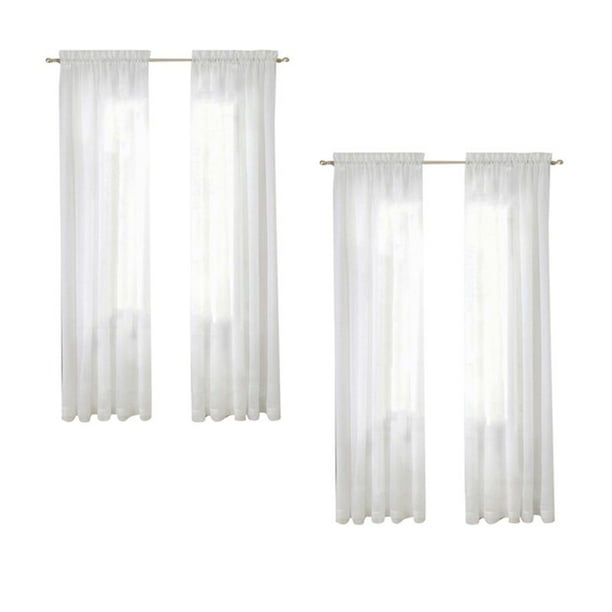 Cortinas Transparentes Blancas para Ventana 90 Pulgadas de 4 Paneles Cortinas Blancas Transparentes Cortinas Transparentes Panel Básico de Bolsillo de Varilla