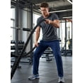 thumbnail image 5 of Xidunhg Men's Navy Sweatpants, Blue Contrast Side Stripe, Quick Dry Straight Leg Gym Casual Pants with Zipper Pockets, 5 of 10