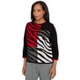 thumbnail image 3 of Alfred Dunner Womens Petite Zebra Colorblock Long Sleeve Sweater, 3 of 4