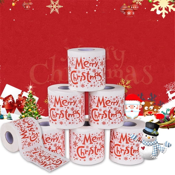 Lssam Toilet Paper 1 Roll Christmas Holiday Printed Design Jumbo Tissue Rolls for Home Decor and Gag Gifts 150 Sheets Per Roll