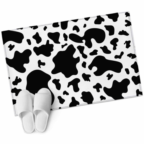 Bathroom Rugs 2x3 Ft, Cow Print Non Slip Area Rugs for Kitchen Bedroom Entryway, Modern Black White Farm Animal Patterned Washable Carpet Runner Rug Floor Mats for Bedroom Home Decor
