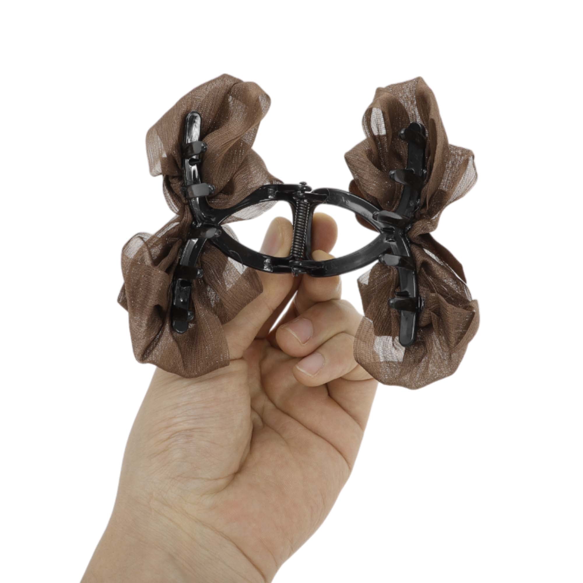 Unique Bargains Fashion Bow Hair Clips Coffee Color Black Wine Red 3 Pcs