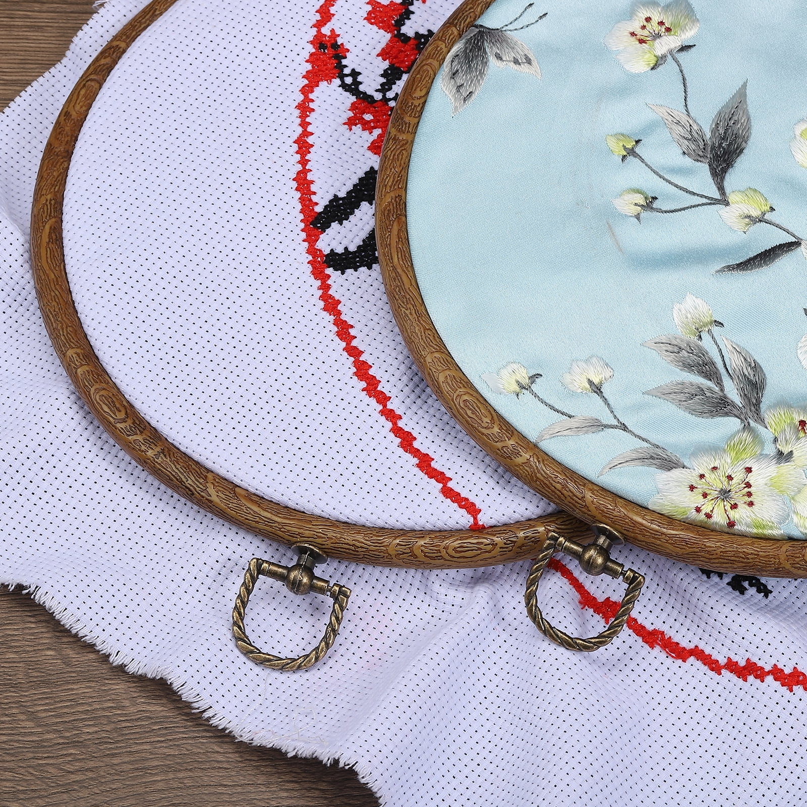 Uxcell 8.66 inch Embroidery Hoop, 6Pcs Cross Stitch Hoop Rubber Imitated Wood Circle Frame Ring for Embroidery Art Craft Sewing Ornaments Hanging Decoration