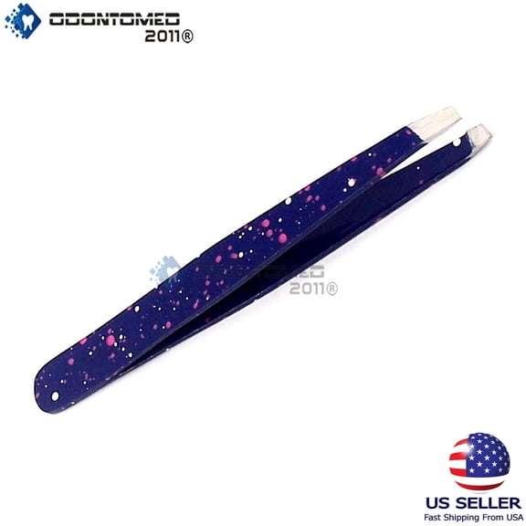 OdontoMed2011 Beauty Tool Makeup Eyebrow White/Blue Tweezer Hair Remover Slanted Tip