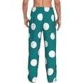 thumbnail image 6 of Mens Pajama Pants, Teal And White Polka Dot Soft Sleep & Lounge Pants for Men, Cuteness Casual PJ Bottoms Pants with Pockets, 6 of 7