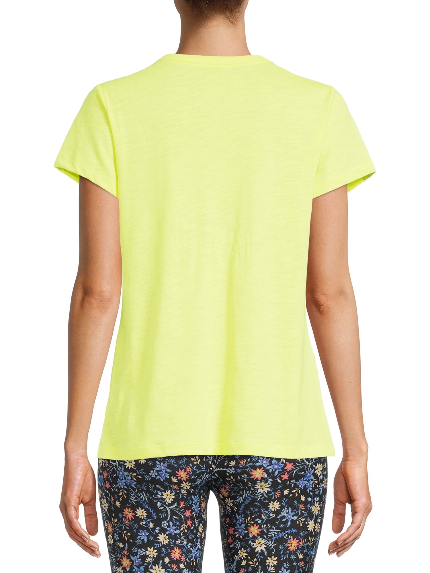 Time and Tru Women's Crewneck Slub Tee with Short Sleeves