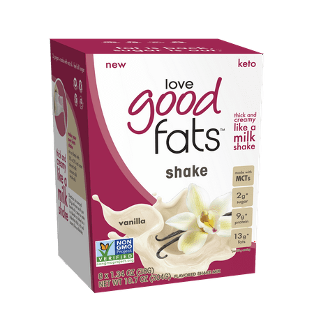 Love Good Fats Vanilla Milk Shake Single Serve Packet 1.34 oz, 8 pack