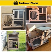 Aivituvin Rabbit Hutch Rabbit Cage Indoor Bunny Hutch with Run Outdoor Rabbit House with Two Deeper No Leak Trays - 4 Casters Include (Without Bottom Wire Netting)