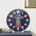thumbnail image 4 of Yayeee Wall Clock for Living Room 11.9 inch Battery Operated Round with Holder, Purple UFO, 4 of 7
