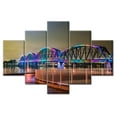 thumbnail image 1 of TISHIRON 5PCS Framed Canvas Wall Art Set,60"x40" Rainbow Bridge at Night Canvas Art Decor, 1 of 7
