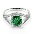 thumbnail image 2 of Gem Stone King 2.15 Ct Round Green Simulated Emerald 925 Sterling Silver Ring (Size 9), 2 of 4