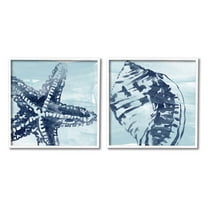 Stupell Industries Sea Life Starfish Arrangement Graphic Art White Framed Art Print Wall Art, Set of 2, Design by June Erica Vess