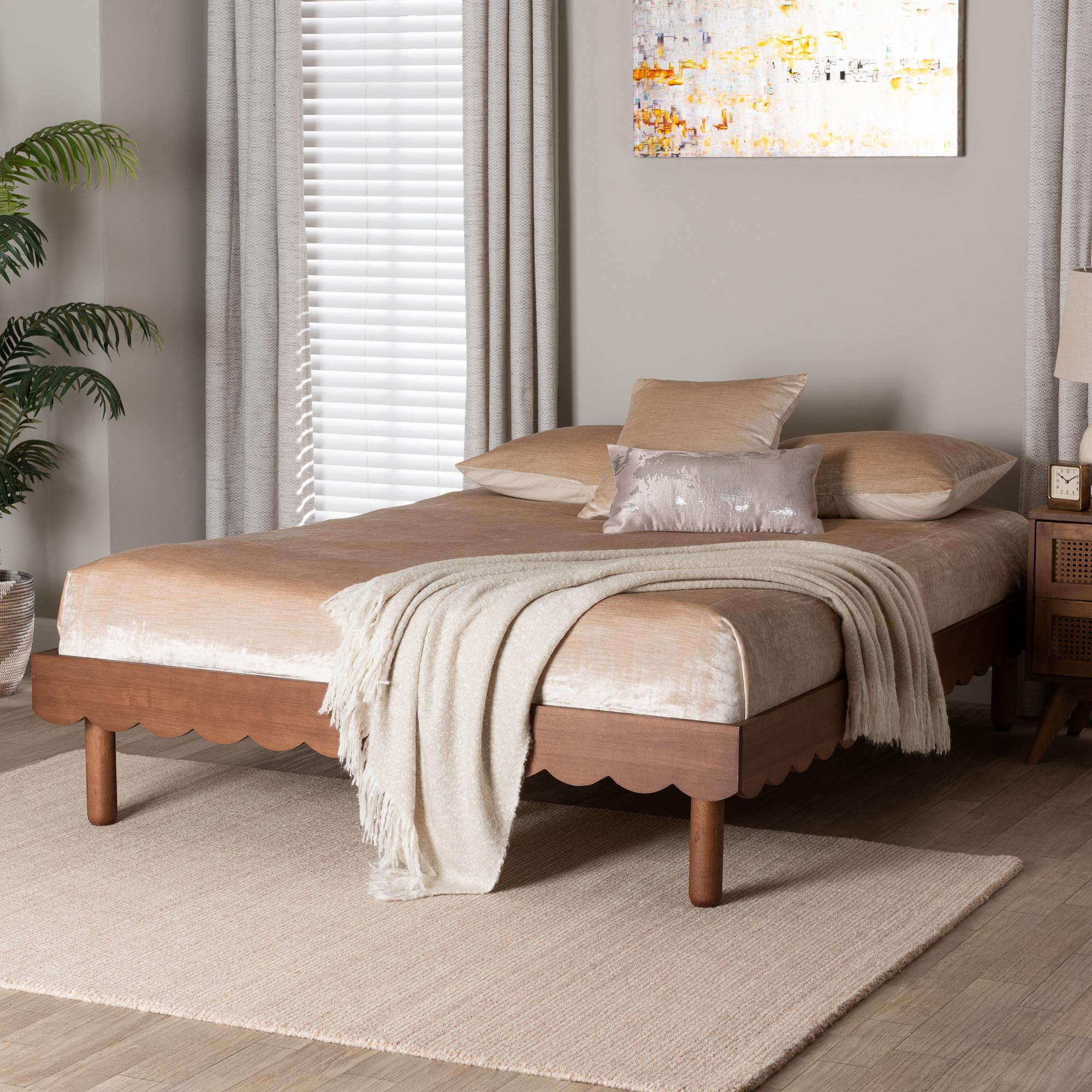 Baxton Studio Orianthe Modern Bed Frame, Queen, Walnut Brown