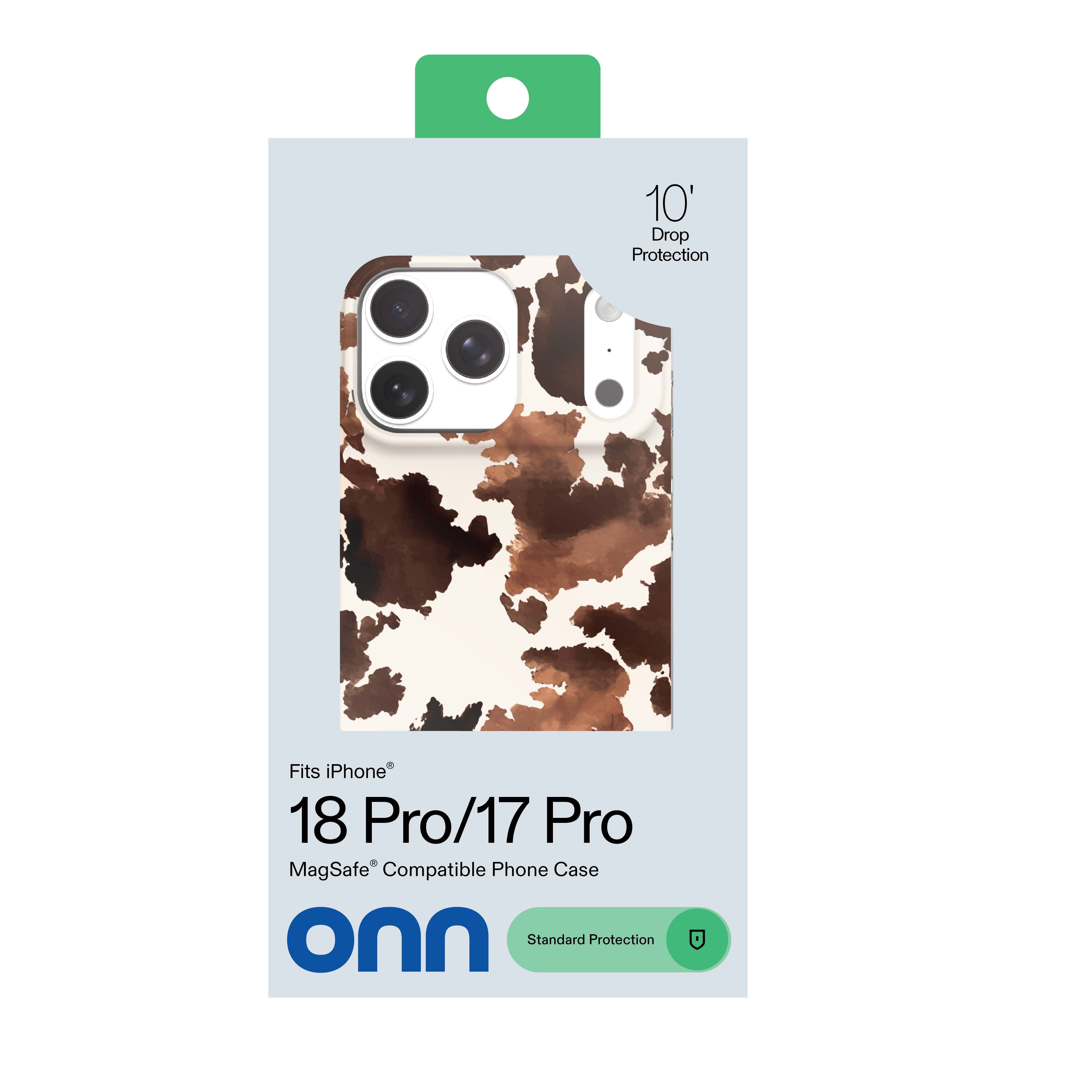 onn Phone Case for iPhone 18 Pro / 17 Pro, MagSafe Compatible - Cow Print