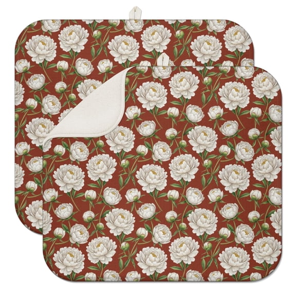 Pioneer Flower Floral Print Pattern Kitchen Dish Drying Mat 1 Pack, Ultra Absorbent Microfiber Drainer Mat, 16"x18"