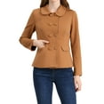 thumbnail image 5 of Unique Bargains Women's Button Decor Casual Peter Pan Collar Peplum Blazer, 5 of 6