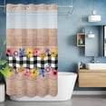 thumbnail image 2 of Spring Flowers No Hook Shower Curtain with Snap in Liner Watercolor Pink Yellow Purple Floral Black Plaid Brown Wood Grain Waterproof Bathroom Shower Curtain with See Through Top Window 54" x 78", 2 of 9