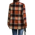 thumbnail image 2 of hirigin Women's Plaid Shacket Jacket, Casual Long Sleeve Open Front Lapel Trench Coat with Pockets, 2 of 4