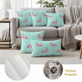 thumbnail image 5 of 2 Pack Outdoor Waterproof Throw Pillow Covers,Summer Pink Flamingo Decorative Rectangle Pillow Case Patio Pillowcases for Chair Couch Sofa 20x12in, 5 of 9