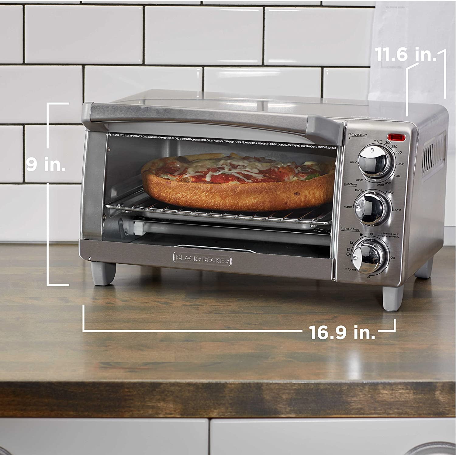 YUQUYI YUQUY 4-Slice Toaster Oven Toastoven TO1745SSG-1A - 4 Cooking Functions, Crumb Tray, Timer — Interior & Exterior Use, Professional Finish