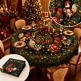 thumbnail image 4 of CHJK Christmas Round Tablecloth, 60 Inch Festive Xmas Rooster Table Cover, Decorative Round Table Cloth for Holiday Dining Party Home Decoration, 4 of 6