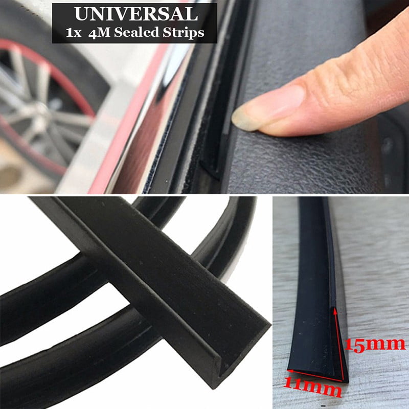 Yannee 4m V-type Car Seal Strip 15mm 11mm for Auto Car Side Casement Rubber Black