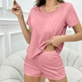 thumbnail image 6 of YUTK Womens Pajama Sets 2 Piece Soft Short Sleeve Top and Shorts Sleepwear Round Neck Pjs Lounge Set with Pockets Pink XL, 6 of 9