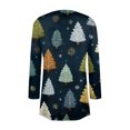 thumbnail image 3 of Women's Fashionable Loose-Fit Casual Cardigan with Christmas Print Mid-Length Coat for Holiday Outfits and Comfortable Wear,Navy,L, 3 of 6
