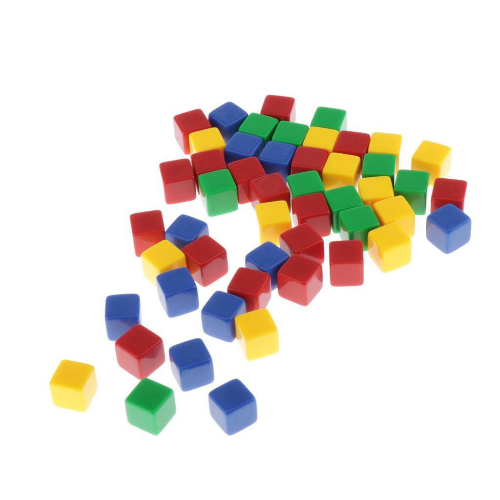 LeeQinersw 100 Pack Creative Plastic Colorful Blank D6 Dice 16mm for Math Teaching