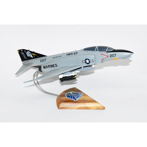 VMFA-531 GREY GHOSTS 1982 F-4N Model, 1/42 (18") Scale, Mahogany, Marines, Fighter