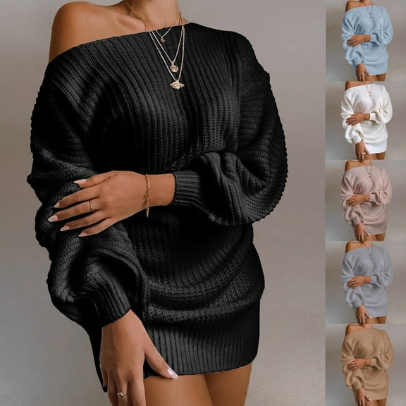 LOVZFMLL Women's Sweaters, Acrylic Crew Neck Ribbed Pullover Solid Color Casual Streetwear Dressy Loose Tops Warm Fall Winter Clothes