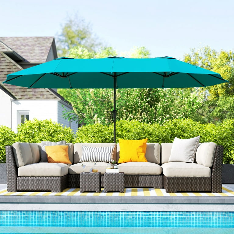 colorful patio umbrellas walmart Favory Large Patio Umbrella Double-Sided Outdoor Market Umbrella for  Poolside Lawn Garden Powerful UV Protective, Tawny,Navy Blue