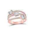 thumbnail image 2 of 14kt Rose Gold Womens Baguette Diamond Cluster 3-stone Ring 3/4 Cttw, 2 of 2
