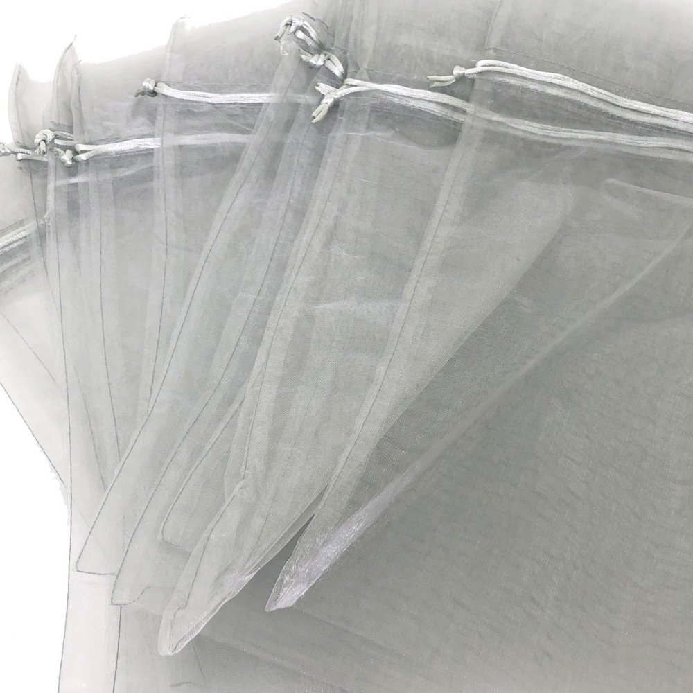 20 Organza Gift Bags XL Drawstring Silver (12 x 14 ) Party Favor Fabric