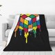 thumbnail image 1 of Manta polar divertida con forma de cubo de Rubik derretido, súper suave y acogedora, manta de franela ligera y cómoda, mantas de felpa cálidas para sofá, cama, 1 of 5