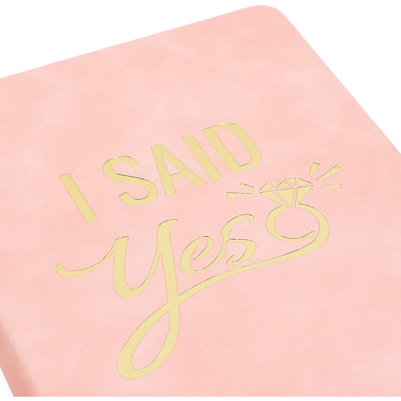 I Said Yes Notebook Wedding Planner Gold Foil Leather Cover Tassel Bookmark Pink 