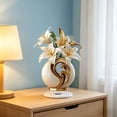 thumbnail image 4 of Weloille Lily Flower Acrylic Decorative Ornament with Rotating Base, 1 Piece Art Figurine with 2 Round Adhesive Pads, Clear Exquisite Home Decor, for Shelf Table Office Living Room, 4 of 5