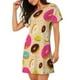 thumbnail image 2 of Fotbe Donuts Bata de Dormir para Mujer con Estampado, Camisón de Algodón de Manga Corta, Ropa de Dormir Casual, 2 of 6