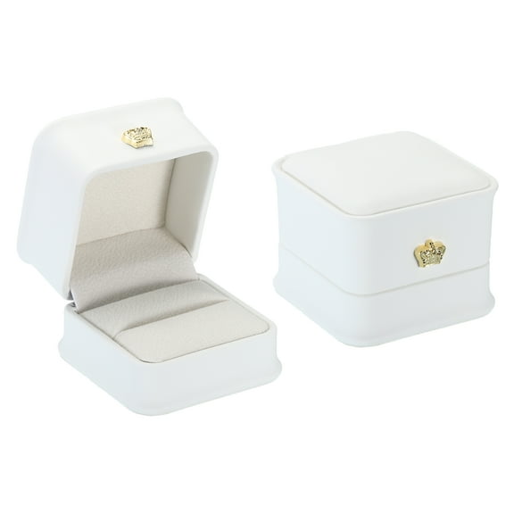 Uxcell Velvet Ring Box, 2 Pack Wedding Ring Box Vintage Jewelry Holder for Engagement Style 4, White