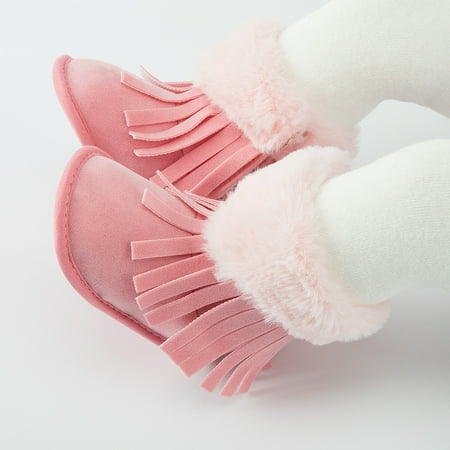 

Newborn Infant Girls Tassel Boots Baby Shoes Cozy Fleece Booties First Walking Shoes Warm Socks Newborn Crib Shoes