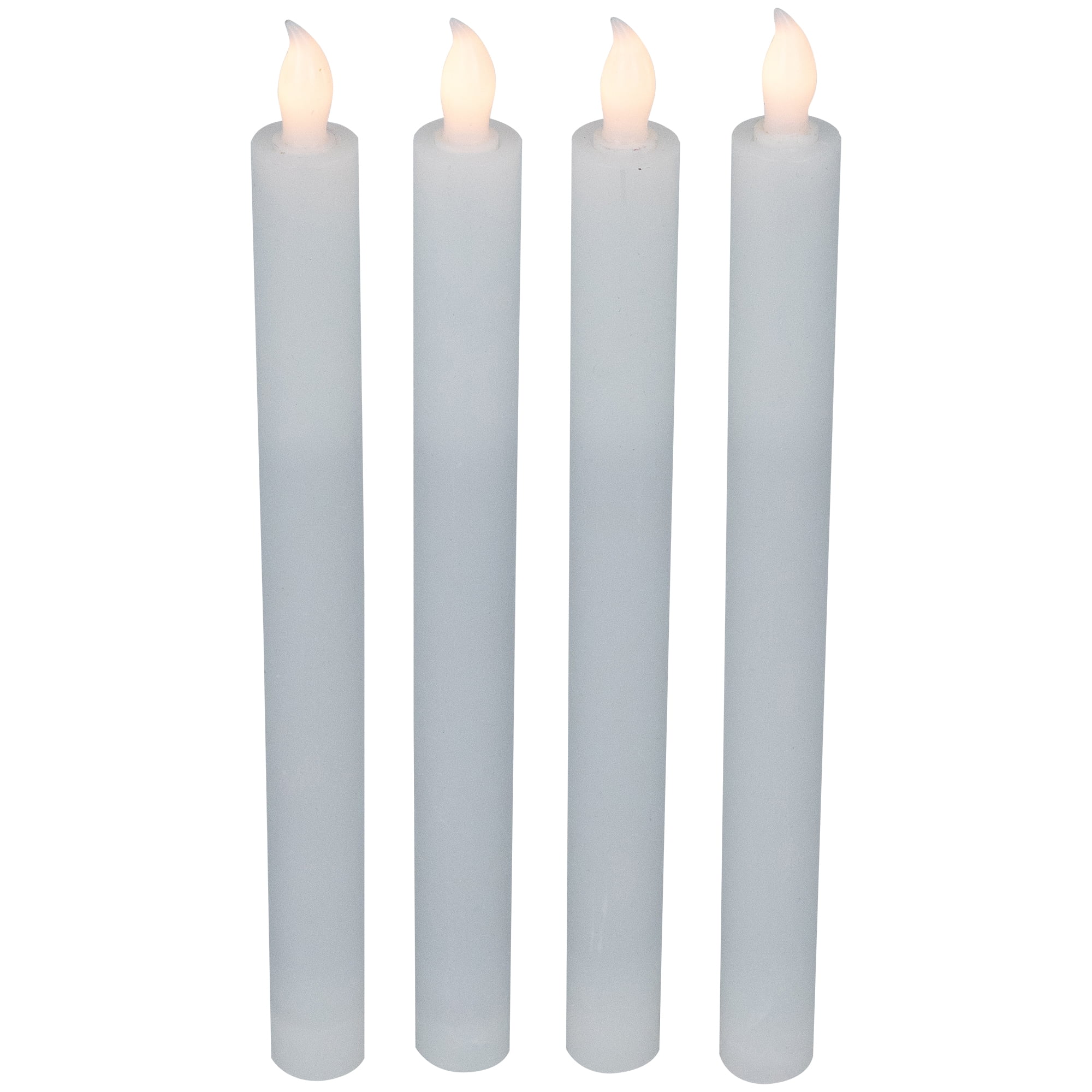 Northlight Set of 4 Solid White LED Flameless Flickering Wax Taper Candles 9.5"