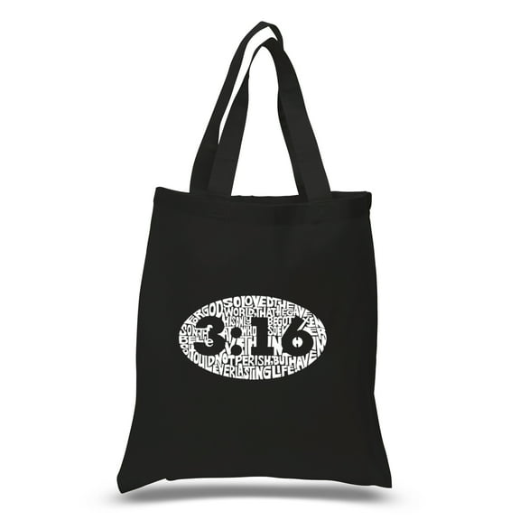LA Pop Art Small Word Art Tote Bag - John 3:16