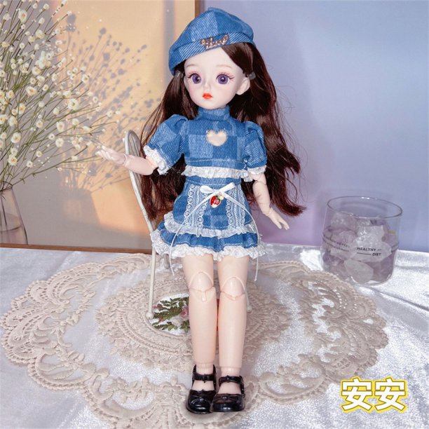1/6 30cm BJD Fat Doll Girl Activity Joint Comic Face Set Dress Up Regalo De Cumpleaños Juguete Muñeca Y Ropa