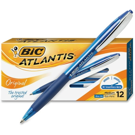 atlantis bic pen pens retractable ballpoint medium dozen 1mm ink point supplies walmart