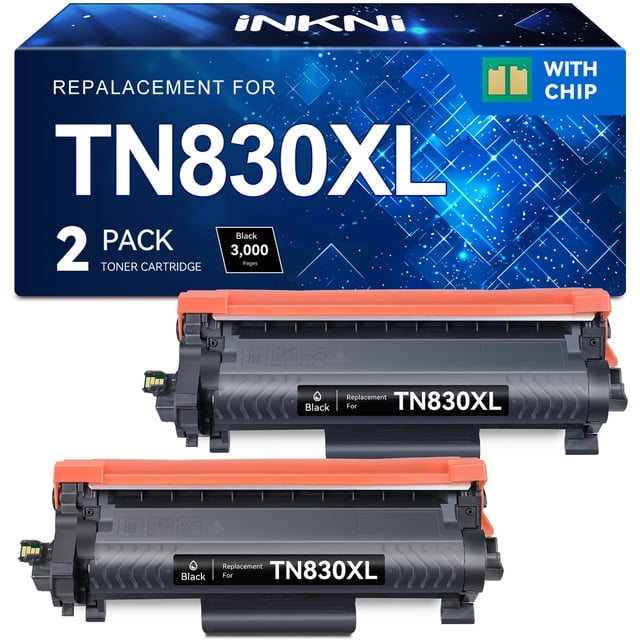 Cartucho de tóner negro InkNI TN830XL compatible, paquete de 2