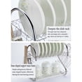 thumbnail image 5 of 2-Tier Dish Drying Rack, Dish Drainer Bowl Rack Holder Sink Drainer Dish Cutlery Drying Drainer Utensils Holder Washing Organizer Kitchen Space Saver  for Kitchen Counter, Dish Dryer, Silver, 5 of 7